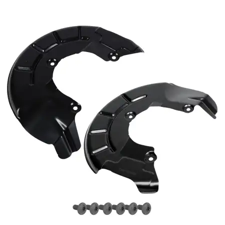2x AIC Spritzblech Bremsscheibe + Schrauben f&uuml;r VW Polo 4 5 8X Ibiza 3 4 Fabia 1 2 vorne
