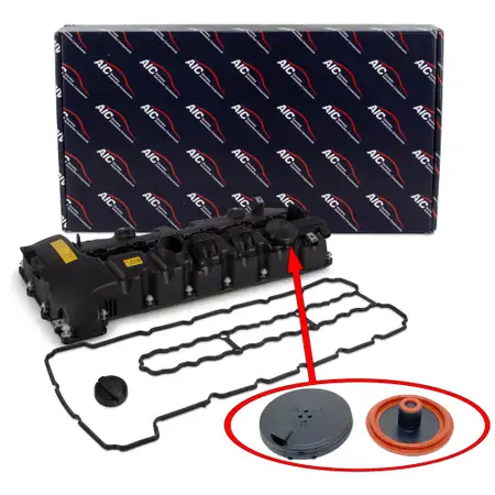 AIC Ventildeckel + Dichtung + Einf&uuml;lldeckel f&uuml;r BMW E90-93 E60 E61 F10 F11 E63 E64 N53
