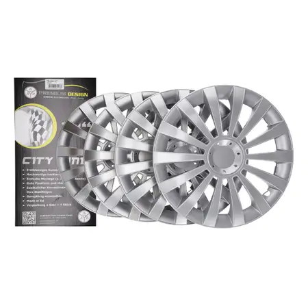 4x ALBRECHT KFZ PKW Radkappe Radblende 13 Zoll MERIDIAN SILVER SILBER Universal