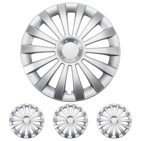 4x ALBRECHT KFZ PKW Radkappe Radblende 15 Zoll MERIDIAN SILVER SILBER Universal