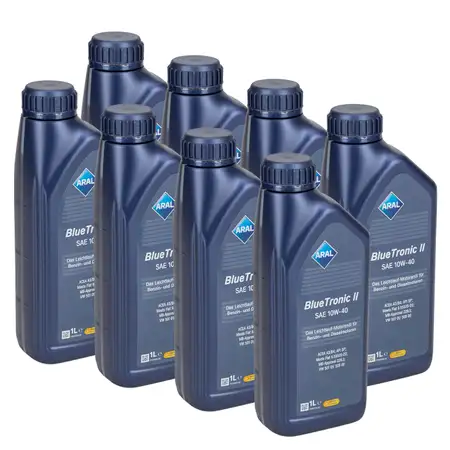 8L 8 Liter ARAL BLUE TRONIC 2 10W-40 Motor&ouml;l &Ouml;l f&uuml;r MB 229.3 501.01/505.00 FIAT 9.55535-D2