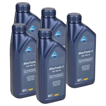 5L 5 Liter ARAL BLUE TRONIC 2 10W-40 Motor&ouml;l &Ouml;l f&uuml;r MB 229.3 501.01/505.00 FIAT 9.55535-D2