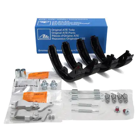 ATE Bremsbacken + Federn + Spreizschloss Satz f&uuml;r MERCEDES W212 S212 C218 X218 X204 hinten