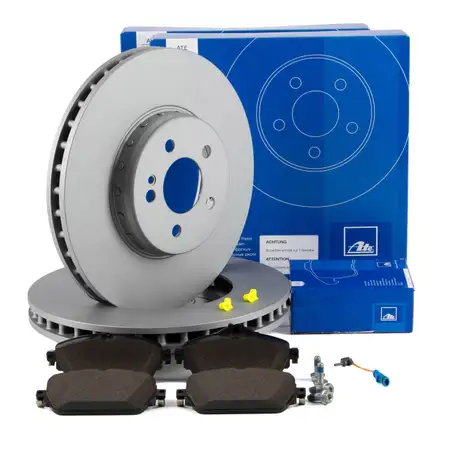 ATE Bremsscheiben + Bel&auml;ge + Sensor f&uuml;r MERCEDES W205 S205 W213 S213 ohne Sportpaket vorne