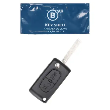 B CAR Schl&uuml;sselgeh&auml;use + Schl&uuml;sselrohling 2-Tasten f&uuml;r CITROEN C3 C4 PEUGEOT 207 307 308