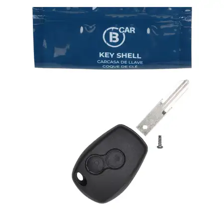 B CAR Schl&uuml;sselgeh&auml;use + Schl&uuml;sselrohling 2-Tasten f&uuml;r RENAULT Clio 2 Modus