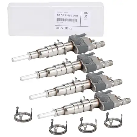 4x ORIGINAL BMW Einspritzd&uuml;se + W&auml;rmeschutzscheibe 1er E81-88 3er E90-93 5er E60 E61 N43