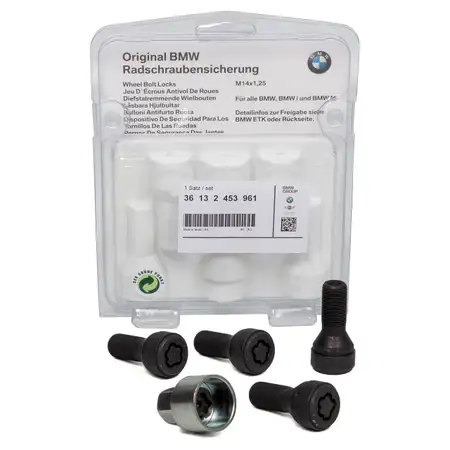 ORIGINAL BMW Radsicherungsschrauben Felgenschloss Satz M14x1,25mm 36132453961