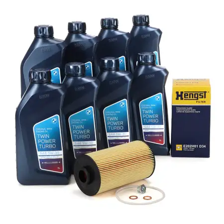 8L ORIGINAL 5W30 Motor&ouml;l + HENGST &Ouml;lfilter f&uuml;r BMW E34 E39 E32 E38 E31 X5 E53 M60 M62 M73