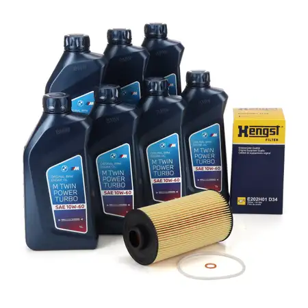 7L ORIGINAL 10W60 Motor&ouml;l + HENGST &Ouml;lfilter f&uuml;r BMW 5er E39 M5 Z4 E85 4.9 400 PS S62 B50
