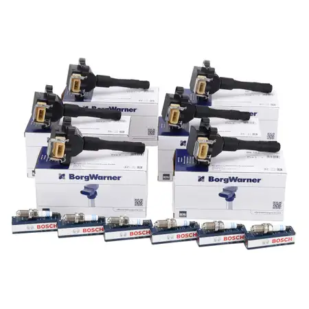6x BERU Z&uuml;ndspule + 6x BOSCH Z&uuml;ndkerze f&uuml;r BMW 3er E36 320i 325i 5er E34 520i 525i M50