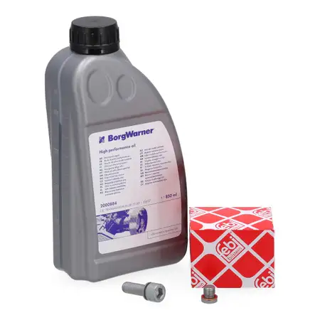 BORGWARNER GEN II Lamellenkupplungs&ouml;l 850ml + 2x febi &Ouml;lablassschraube Haldex f&uuml;r VAG