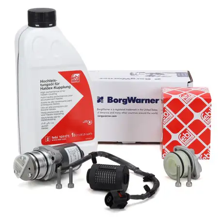 BORGWARNER Pumpe Haldex Vorladepumpe + &Ouml;lfilter + 1L febi &Ouml;l f&uuml;r VW Golf 6 Passat B7 A3 Q3