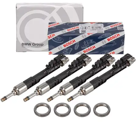 4x BOSCH Einspritzd&uuml;se + W&auml;rmeschutzscheibe f&uuml;r BMW F20-23 F30-36 F10/11 X1-4 Z4 N20
