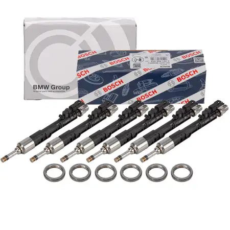 6x BOSCH Einspritzd&uuml;se + W&auml;rmeschutzscheibe f&uuml;r BMW E82/88 F20-23 F30-36 F10/11 X3-6 N55