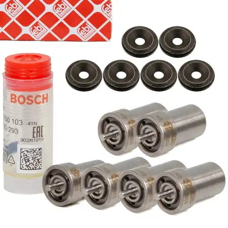 6x BOSCH Einspritzd&uuml;se Zapfend&uuml;se + Dichtring f&uuml;r VW LT I 25-35/40-55 2.4 D/TD