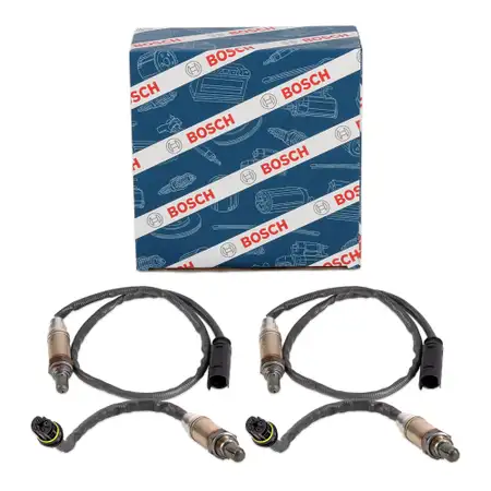 4x BOSCH VOR+NACH Kat Lambdasonde f&uuml;r BMW 7er E38 750i M73 ab 10.1998 X5 4.4i 4.6is M62