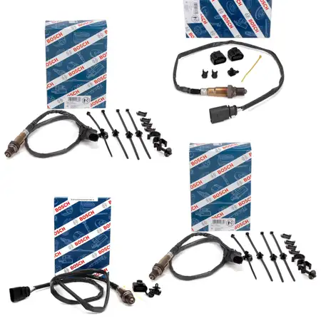 4x BOSCH VOR+NACH Kat Lambdasonde f&uuml;r VW Touareg 7P PORSCHE Cayenne 92A 3.0 3.6 V6
