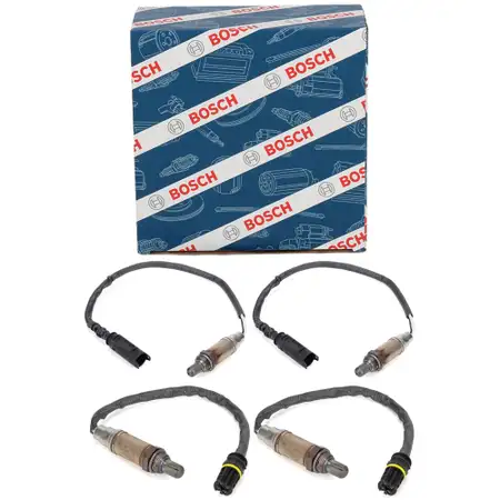 4x BOSCH VOR+NACH Kat Lambdasonde f&uuml;r BMW 5er E39 535i 540i E38 735i 740i 750i 840Ci M62