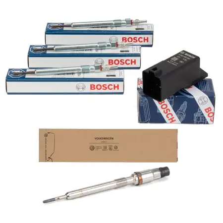 BOSCH Steuerger&auml;t + 4x BOSCH / ORIGINAL Gl&uuml;hkerze AUDI A4 B9 VW Golf 6 Caddy 4 2.0 TDI