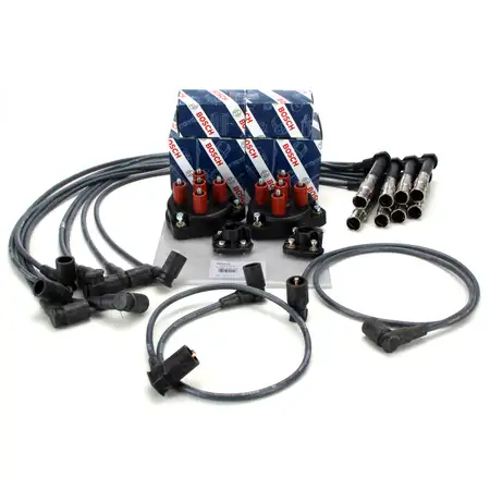 2x BOSCH Verteilerkappe + Verteilerfinger + Kabelsatz f&uuml;r MERCEDES W124 W140 400-500 M119