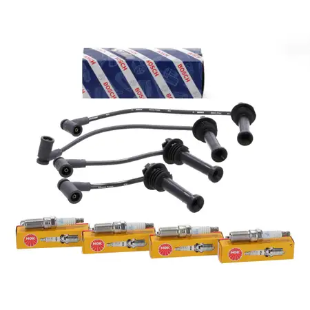 BOSCH Z&uuml;ndkabelsatz + 4x NGK Z&uuml;ndkerze f&uuml;r FORD Fiesta 6 Focus 2 3 Mondeo 4 1.25-1.6