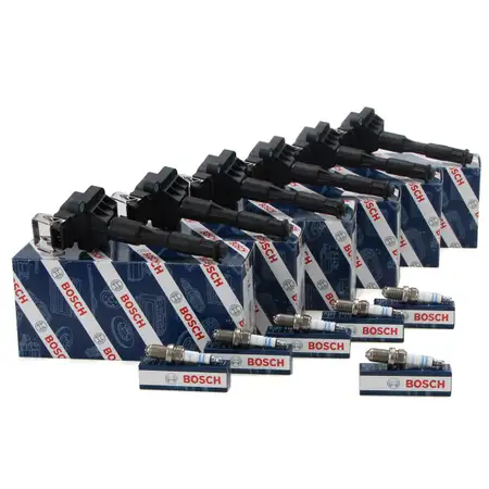 6x BOSCH Z&uuml;ndspule + 6x BOSCH FR78 Z&uuml;ndkerze f&uuml;r BMW 3er E36 E46 E39 E38 Z3 M50 M52 M54