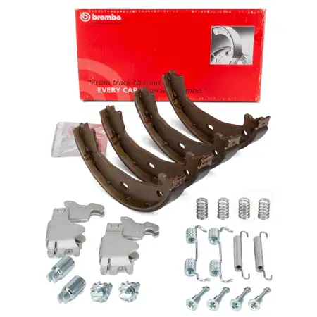 BREMBO Bremsbacken + Federn + Nachsteller Satz f&uuml;r BMW E81-88 F20-23 E46 E90-93 F30-34 F32