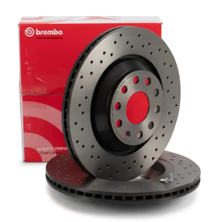 BREMBO XTRA Bremsscheiben Satz f&uuml;r VW Golf 5 6 7 8 Passat Tiguan AUDI A3 hinten 5Q0615601E