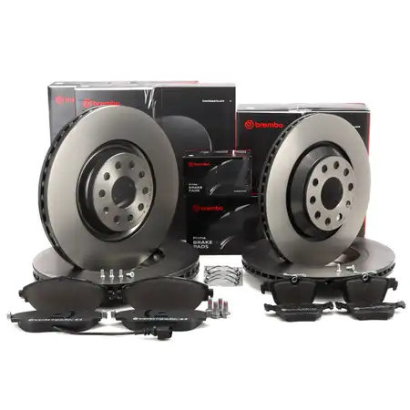 BREMBO Bremsscheiben Bel&auml;ge Sensor f&uuml;r VW Golf 8 GTI A3 8Y Leon Octavia 4 vorne + hinten