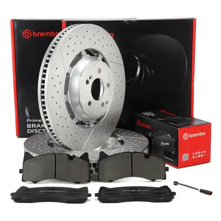 BREMBO Bremsscheiben + Bremsbel&auml;ge + Sensor f&uuml;r MERCEDES W205 S205 C/A205 C63AMG vorne