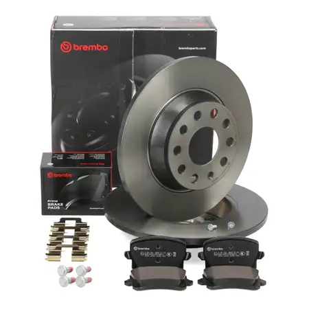BREMBO Bremsscheiben + Bel&auml;ge f&uuml;r VW Golf 5 GTI Passat B6 B7 Sharan 7N Tiguan 5N hinten