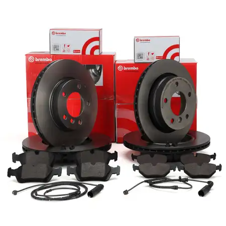 BREMBO Bremsscheiben + Bel&auml;ge + Wako f&uuml;r BMW 3er E46 316-323i 318d 320d vorne + hinten