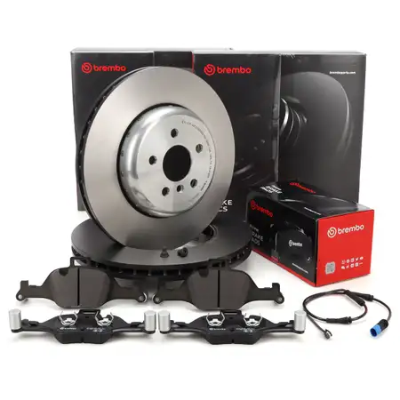 BREMBO Bremsscheiben + Bel&auml;ge + Sensor f&uuml;r BMW 3er G20/21 G22/23/26 ohne M-Technik vorne