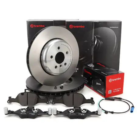 BREMBO Bremsscheiben + Bremsbel&auml;ge + Sensor f&uuml;r BMW 5er G30 G31 6er G32 7er G11 G12 vorne