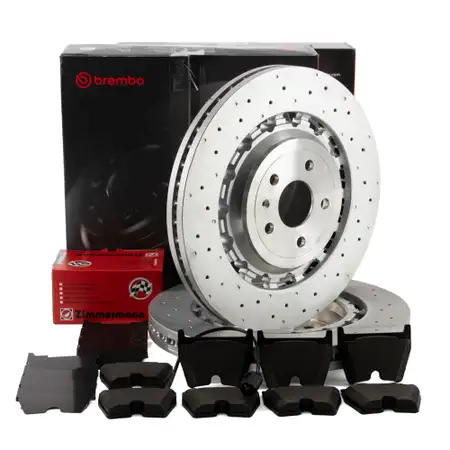 BREMBO Bremsscheiben + ZIMMERMANN Bel&auml;ge + Sensor f&uuml;r AUDI TTRS FV 400 PS PR-1LU/1ZK vorne