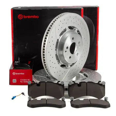 BREMBO Bremsscheiben + Bremsbel&auml;ge + Sensor f&uuml;r MERCEDES-BENZ GLC X253 C253 63AMG/S vorne