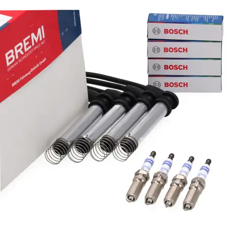 BREMI Z&uuml;ndkabelsatz + 4x BOSCH Z&uuml;ndkerze f&uuml;r FORD Fiesta 5 1.3 ab 08.2002 Ka RB 1.3i 1.6i
