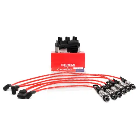BREMI Z&uuml;ndkabelsatz + Z&uuml;ndspule f&uuml;r VW Bora Golf 4 2.8 V6 4motion 204PS bis 04.2001