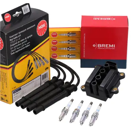 BREMI Z&uuml;ndspule + NGK Kabelsatz + 4x NGK Z&uuml;ndkerze f&uuml;r RENAULT Clio 2 3 4 1.2 1.2 16V