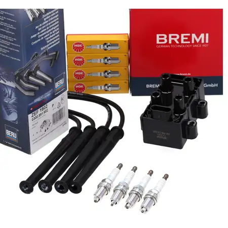 BREMI Z&uuml;ndspule + BERU Kabelsatz + 4x NGK Z&uuml;ndkerze f&uuml;r RENAULT Clio 2 Twingo 1 2 1.2