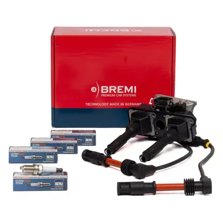 BREMI Z&uuml;ndspule + Kabel + 4x BERU Z&uuml;ndkerze f&uuml;r AUDI A4 B5 A6 C4 C5 VW Passat 3B B5 1.8