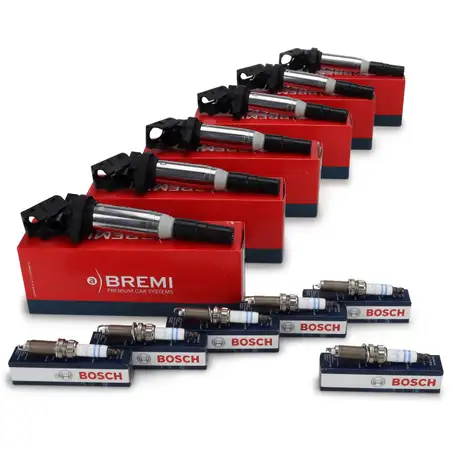 6x BREMI Z&uuml;ndspule + 6x BOSCH Z&uuml;ndkerze f&uuml;r BMW F87 M2 F80 M3 F82 F83 M4 X4 F26 M40i N55