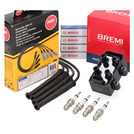 BREMI Z&uuml;ndspule + NGK Kabelsatz + 4x BOSCH Z&uuml;ndkerze f&uuml;r RENAULT Clio 2 Twingo 1 1.2