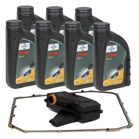 Getriebefilter Satz + 7L FUCHS TITAN FFL-2 Getriebe&ouml;l f&uuml;r AUDI PORSCHE 7-Gang DL501
