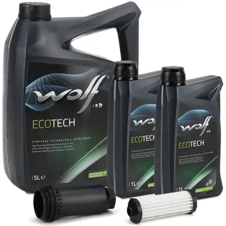 Getriebefilter + Dichtung Satz 6-Gang Powershift + 7L WOLF Getriebe&ouml;l FORD VOLVO