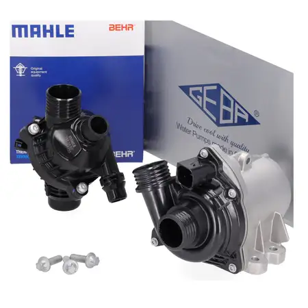 GEBA Water Pump + MAHLE Thermostat for BMW E82 1M, E88 135i, E90-93 335i, Z4 E89 35i (N54)