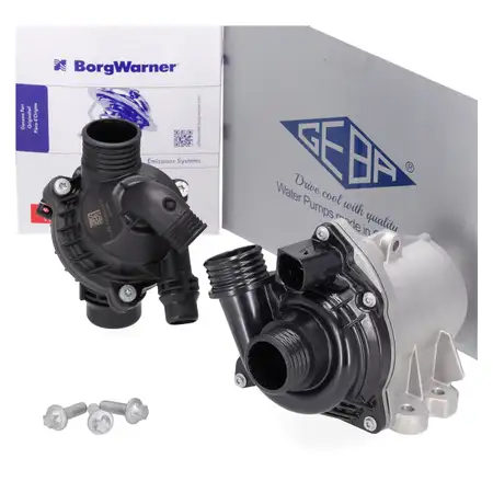 GEBA Water Pump + BORGWARNER Thermostat for BMW E82, E88, E90 (2003&ndash;2009), F10/11, F12/13, X3, X5, X6 (N55)