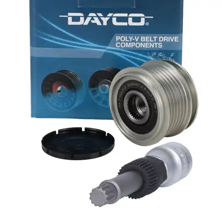 DAYCO Freilauf-Riemenscheibe + Kupplungsmuffe + Werkzeug f&uuml;r AUDI FORD SEAT SKODA VW