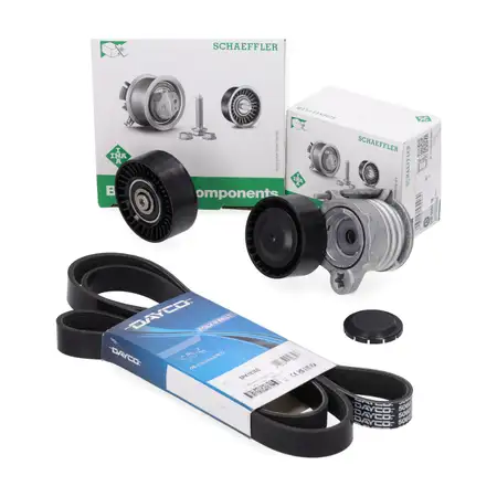 DAYCO 6PK1836S V-ribbed belt + INA tensioner + pulley for BMW 1 Series E87, 3 Series E90-93 (M47, M57)